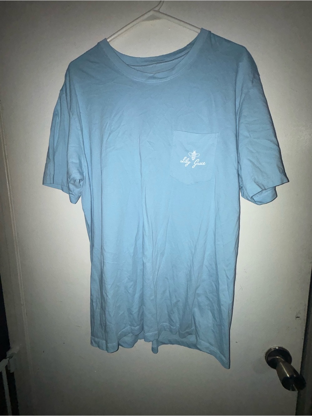 Lilly Grace Sky Blue Short Sleeve Pocket Tee